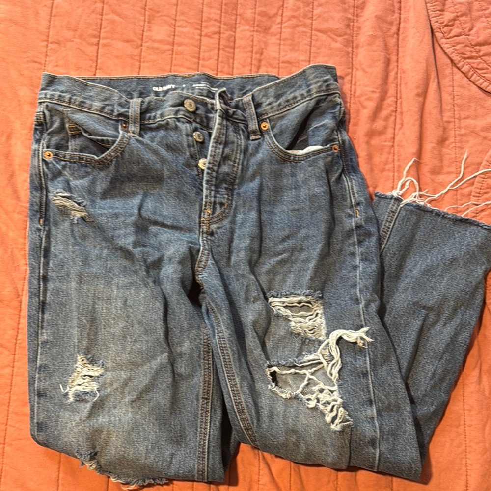 Women's Distressed Blue Jeans